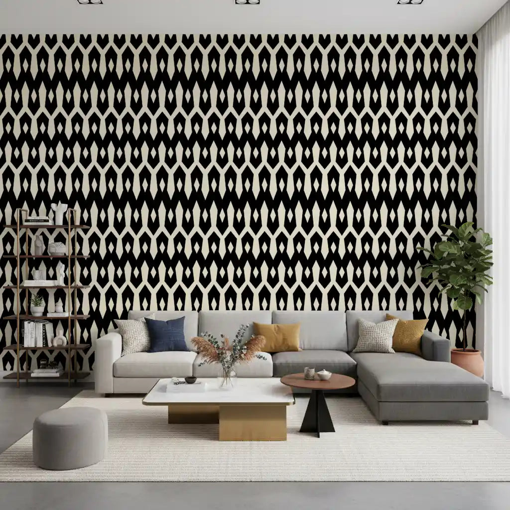 Abstract Interlocking Diamond Motif Wallpaper⁠