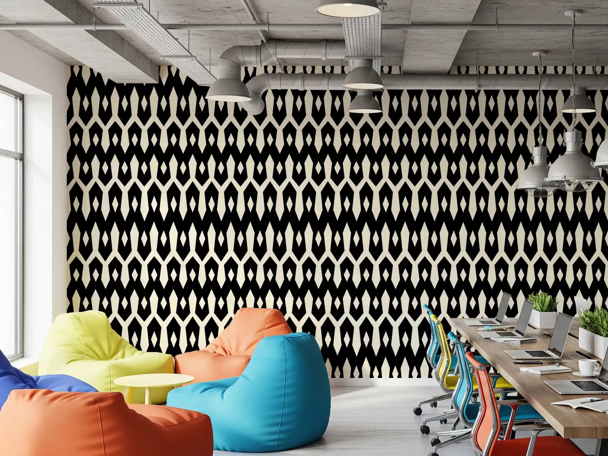 Abstract Interlocking Diamond Motif Wallpaper⁠