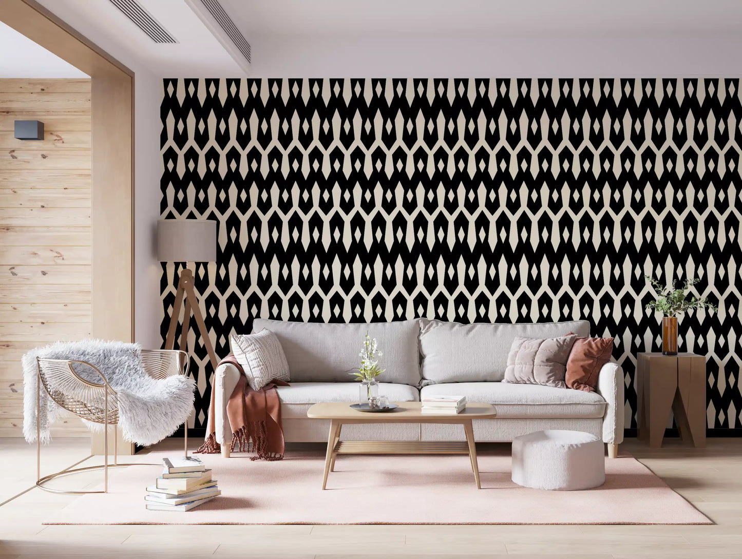 Abstract Interlocking Diamond Motif Wallpaper⁠
