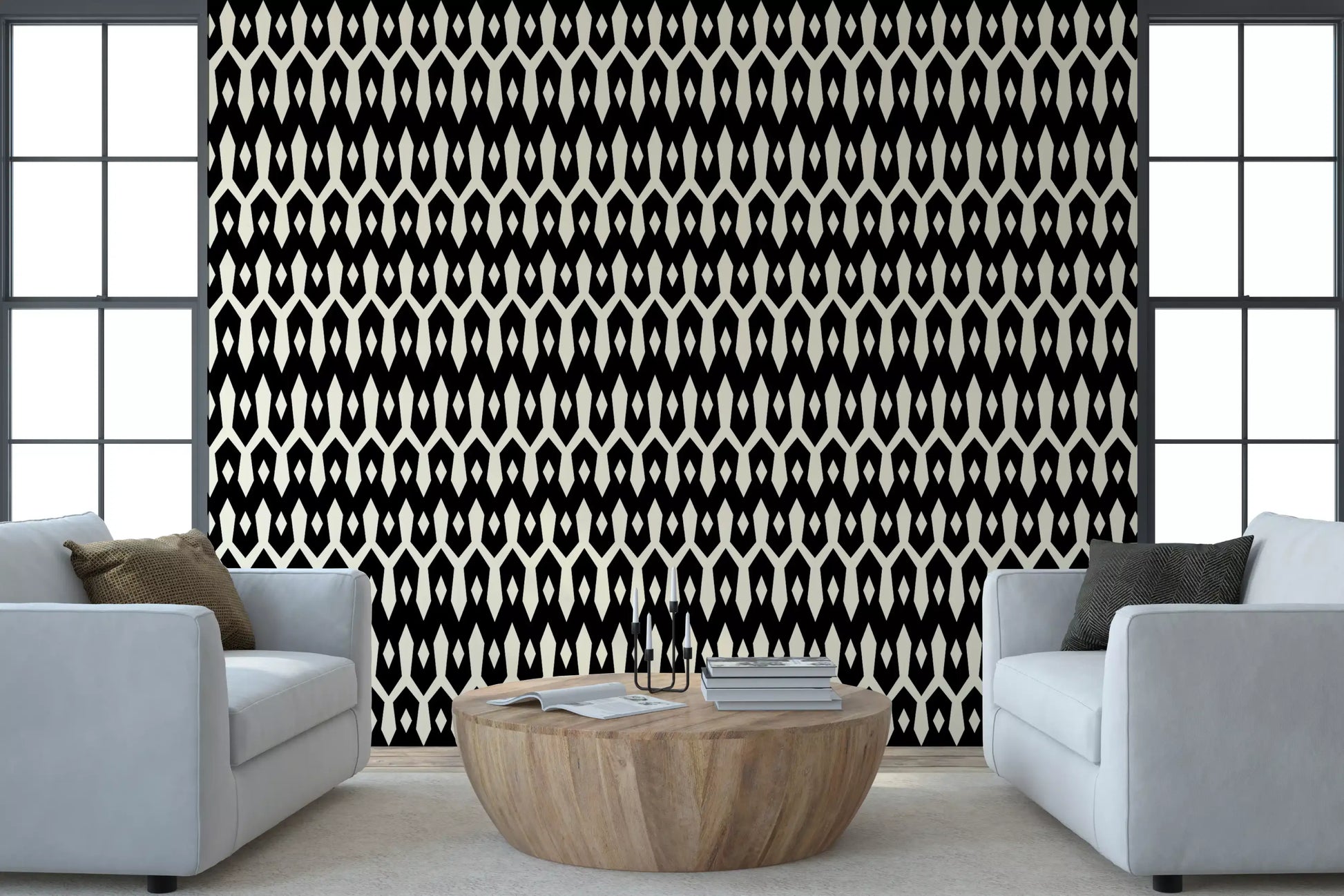 Abstract Interlocking Diamond Motif Wallpaper⁠