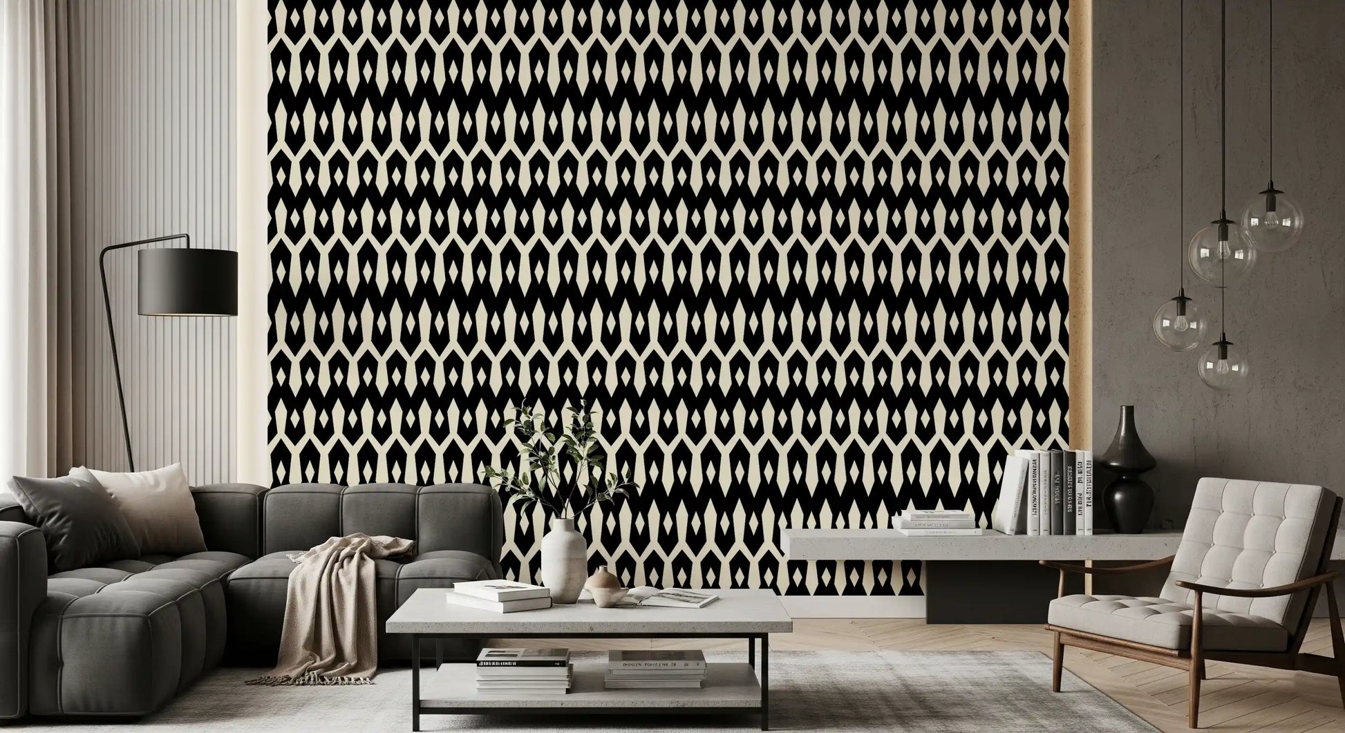 Abstract Interlocking Diamond Motif Wallpaper⁠