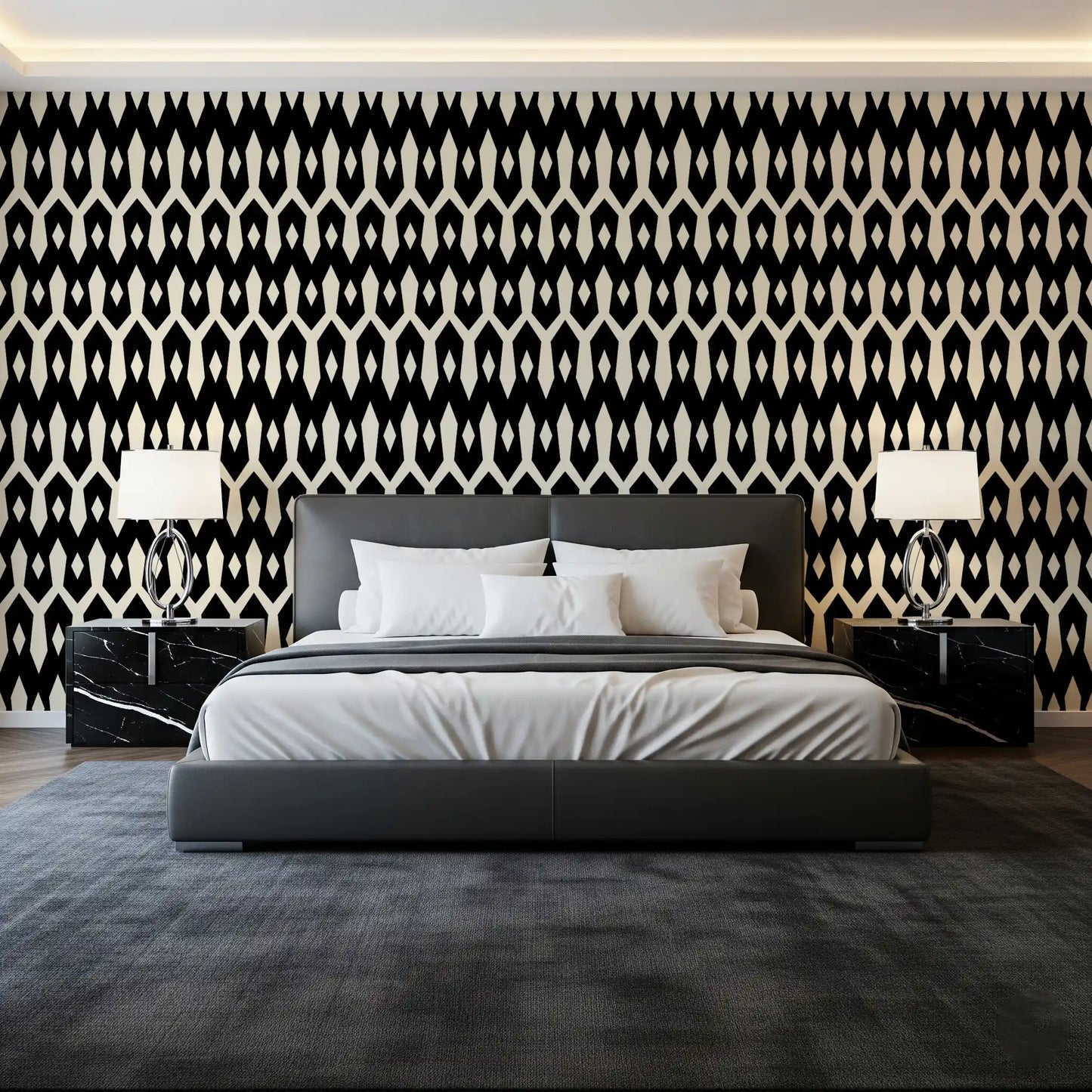 Abstract Interlocking Diamond Motif Wallpaper⁠