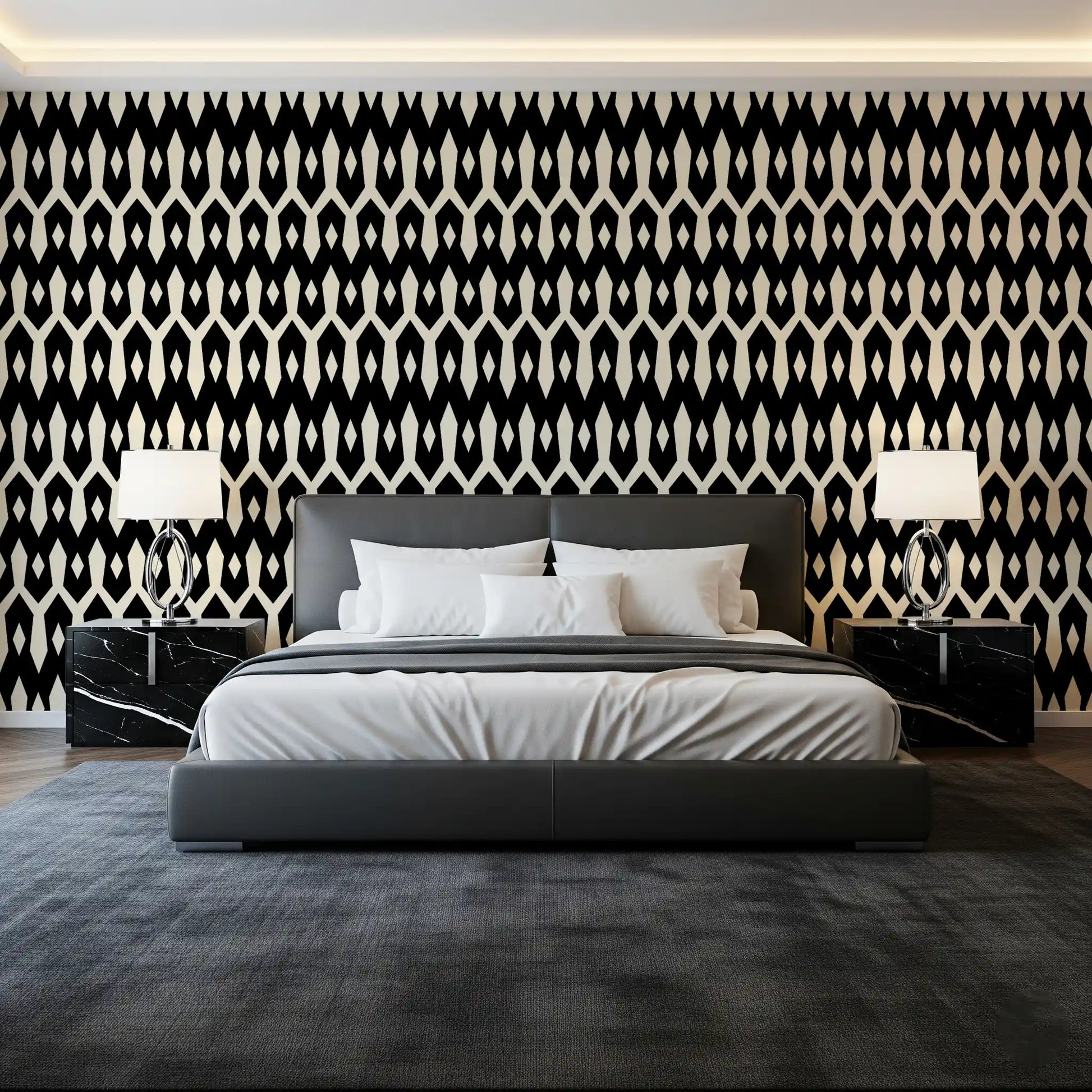 Abstract Interlocking Diamond Motif Wallpaper⁠