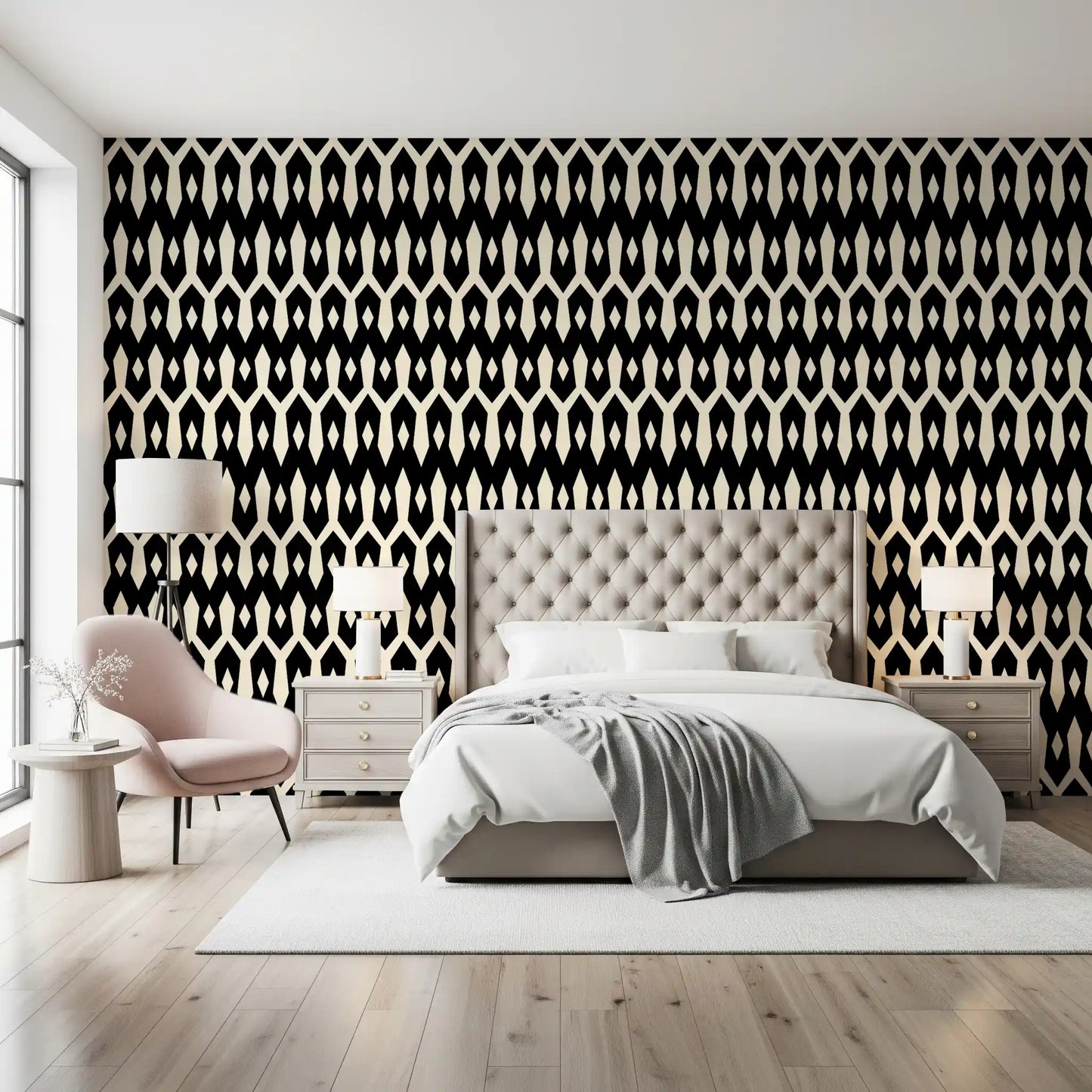 Abstract Interlocking Diamond Motif Wallpaper⁠