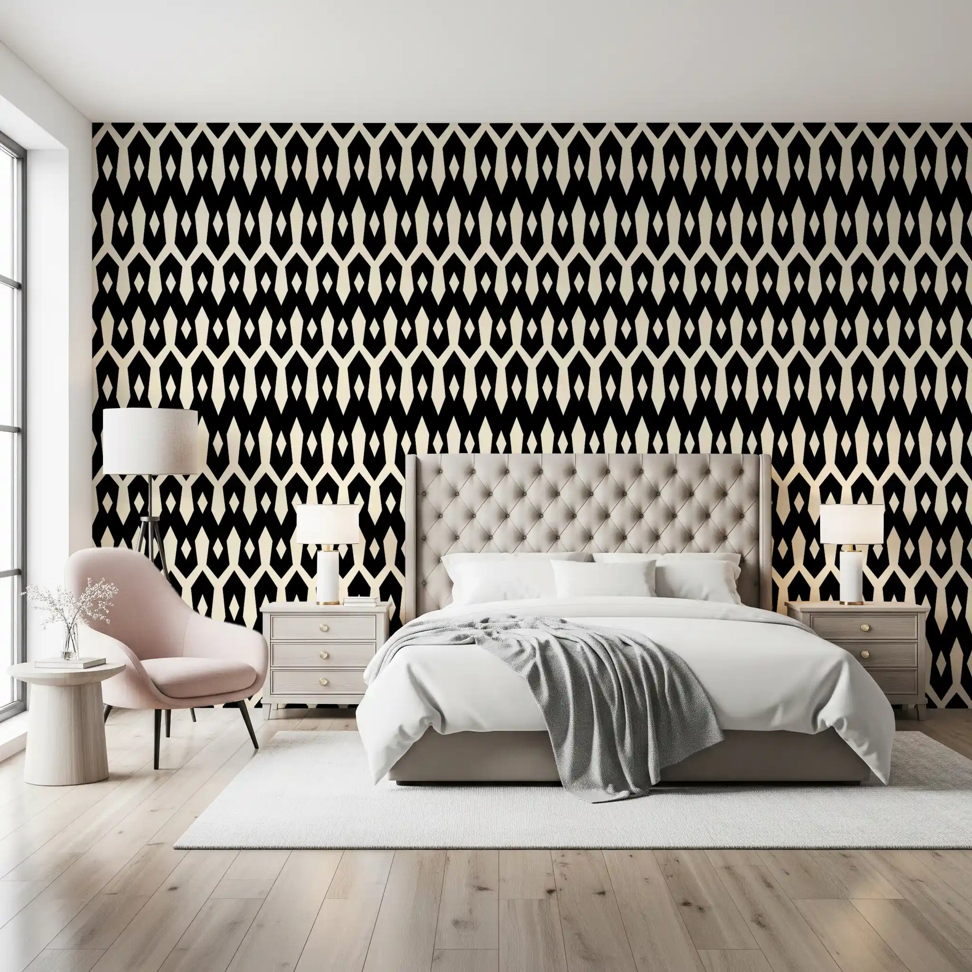 Abstract Interlocking Diamond Motif Wallpaper⁠