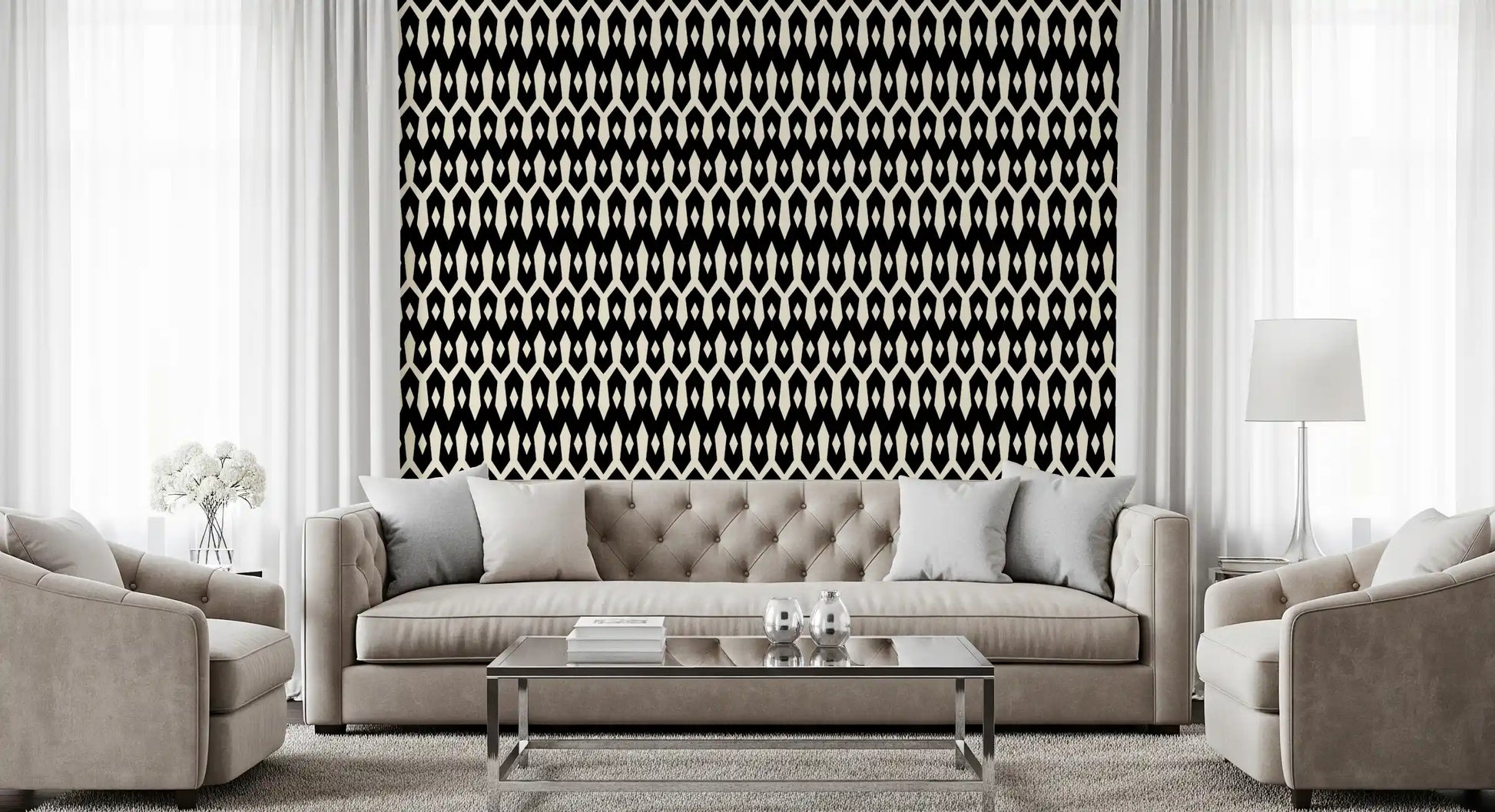 Abstract Interlocking Diamond Motif Wallpaper⁠