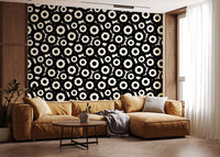 Modernist Flower Repeat Pattern Wallpaper⁠