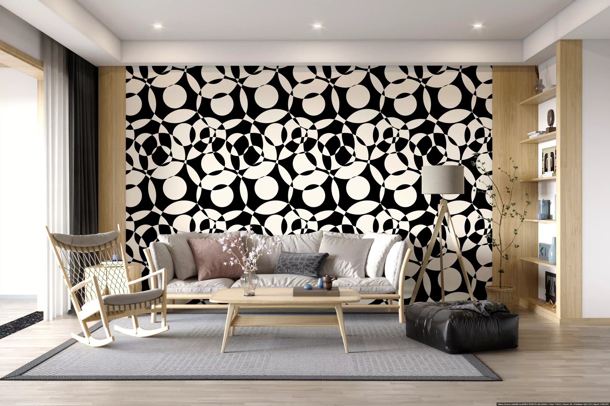 Interlocking Monochrome Circles Wallpaper⁠