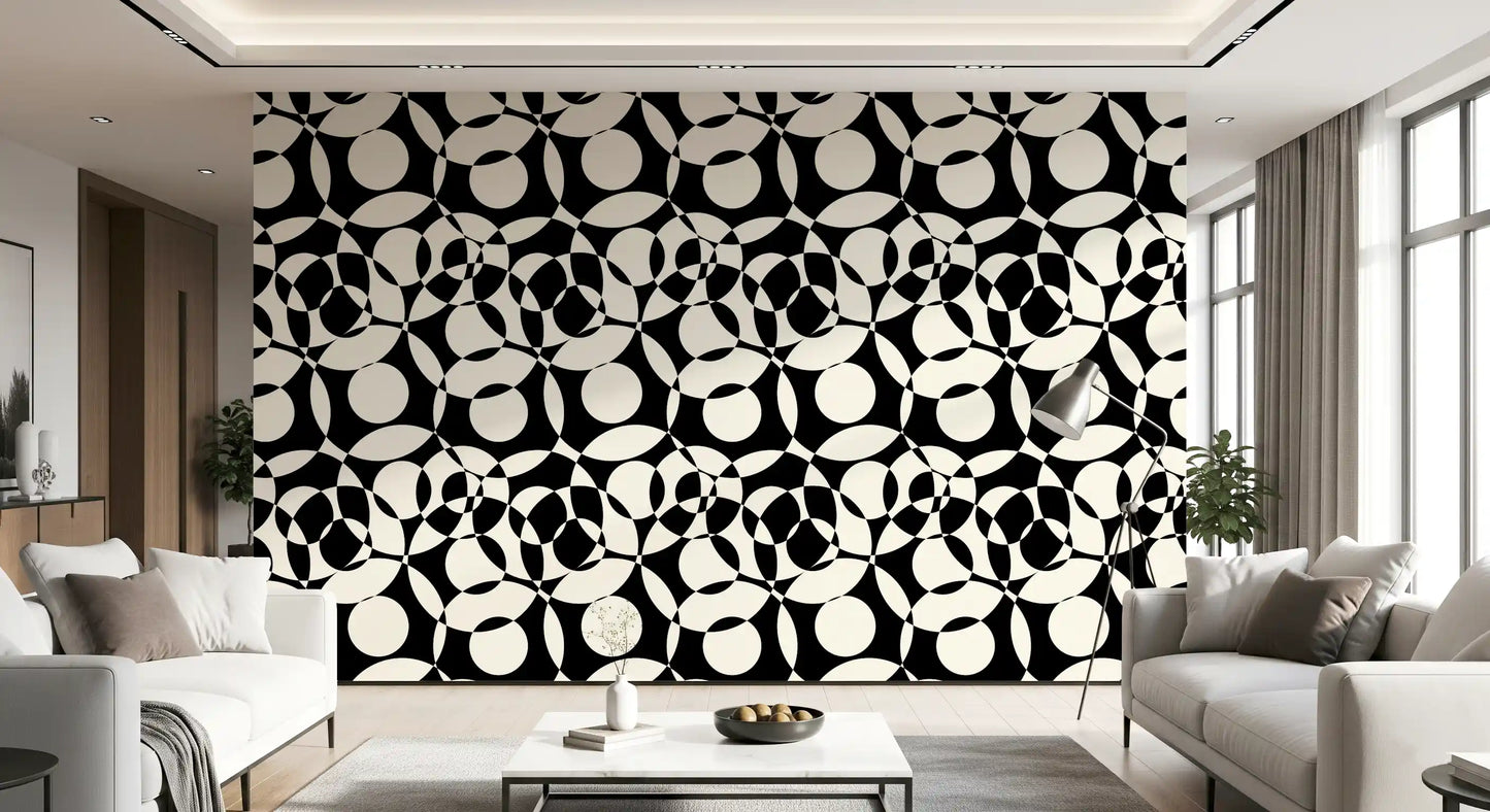 Interlocking Monochrome Circles Wallpaper⁠