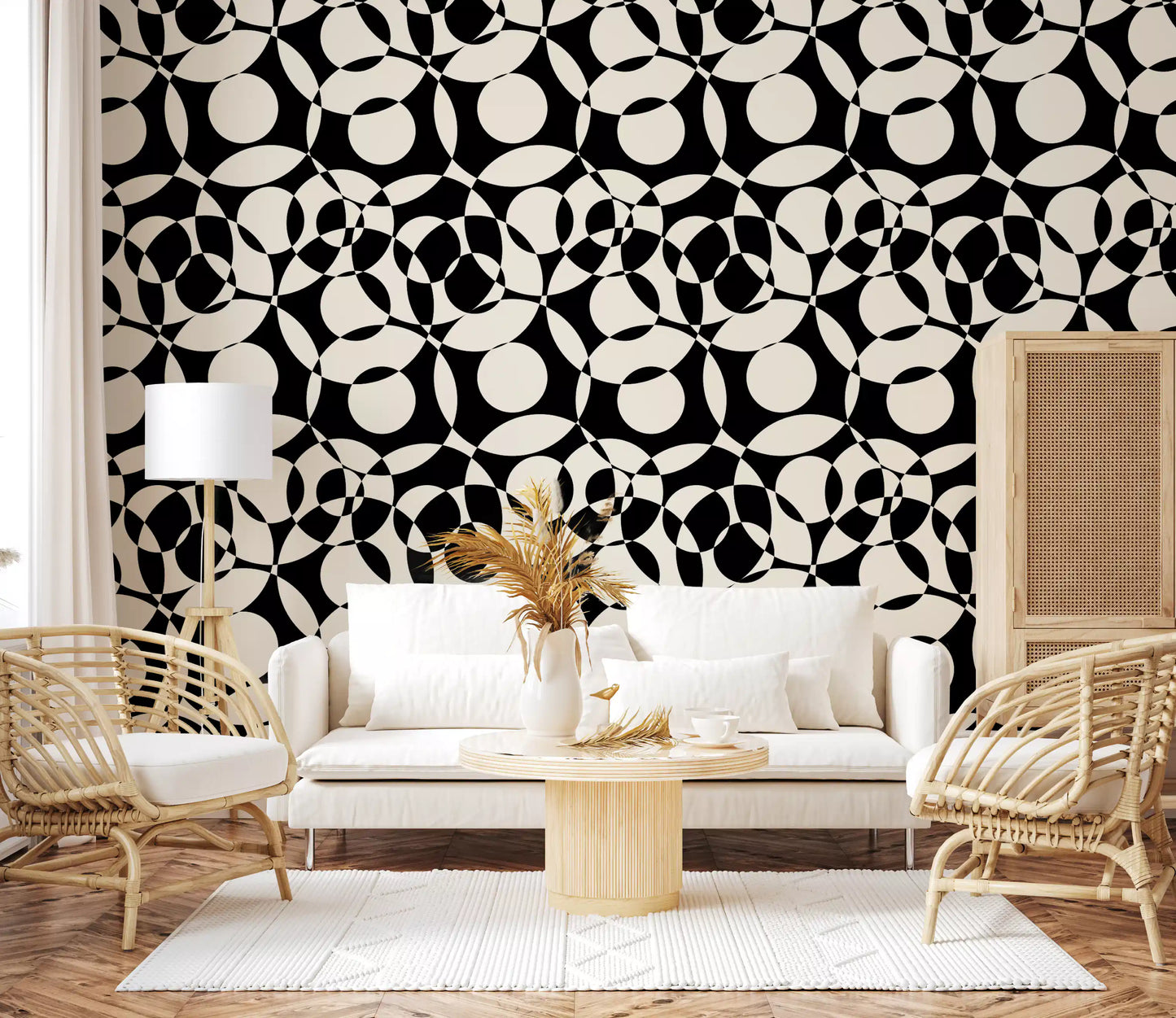 Interlocking Monochrome Circles Wallpaper⁠