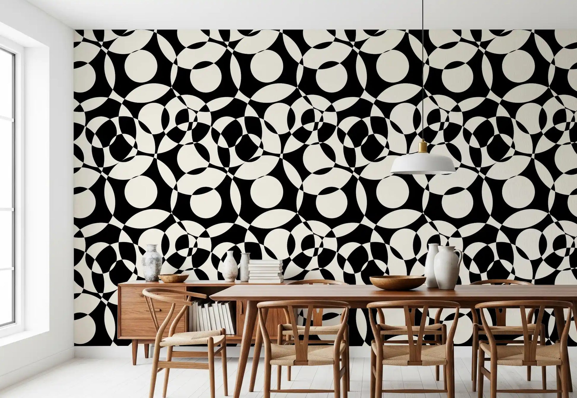 Interlocking Monochrome Circles Wallpaper⁠