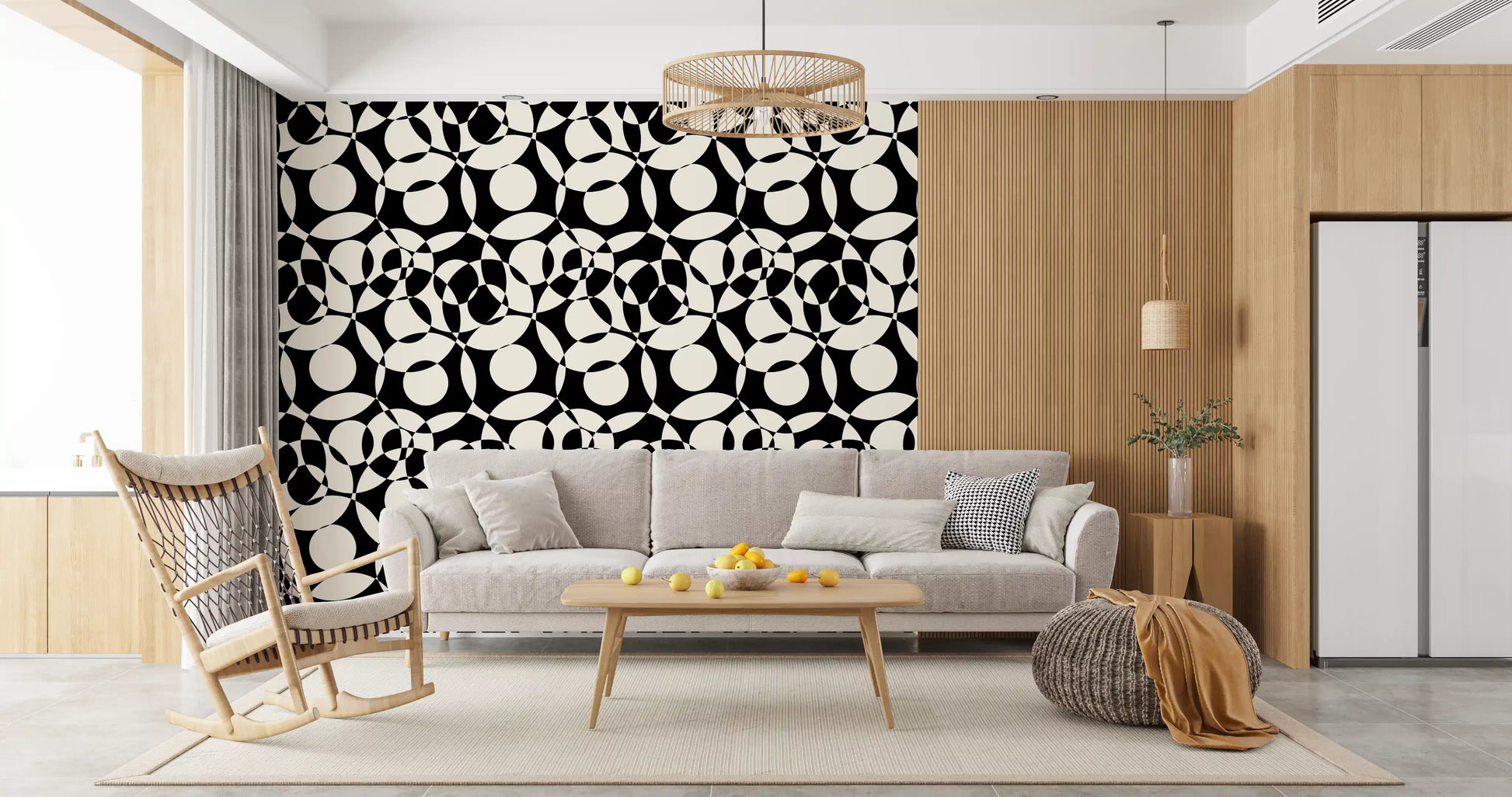 Interlocking Monochrome Circles Wallpaper⁠