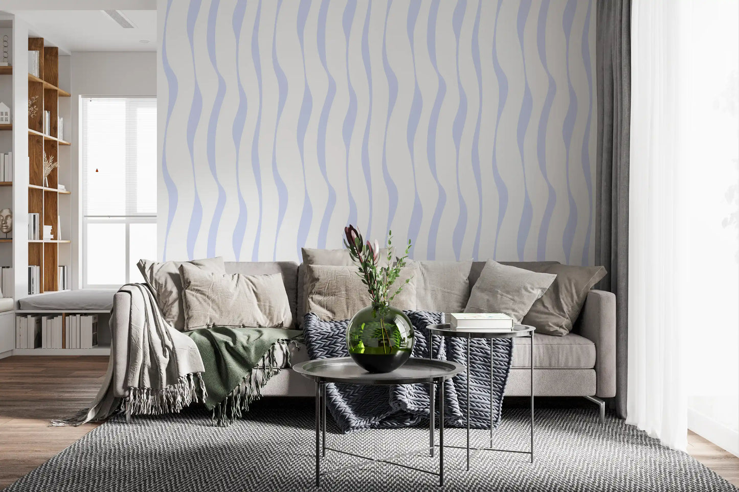 Flowing Vertical Blue Hues Wallpaper⁠
