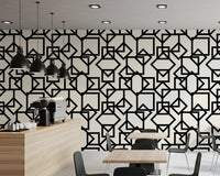 Interlocking Geometric Linear Monotone Wallpaper⁠