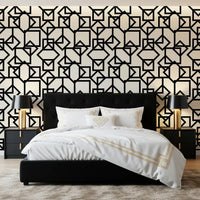 Interlocking Geometric Linear Monotone Wallpaper⁠