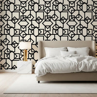 Interlocking Geometric Linear Monotone Wallpaper⁠