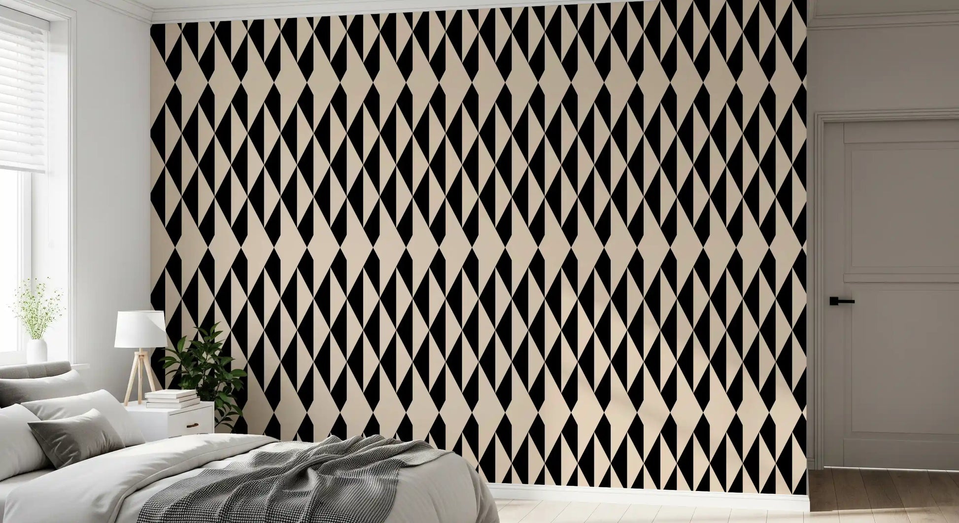 Monochrome Geometric Diamonds Wallpaper⁠