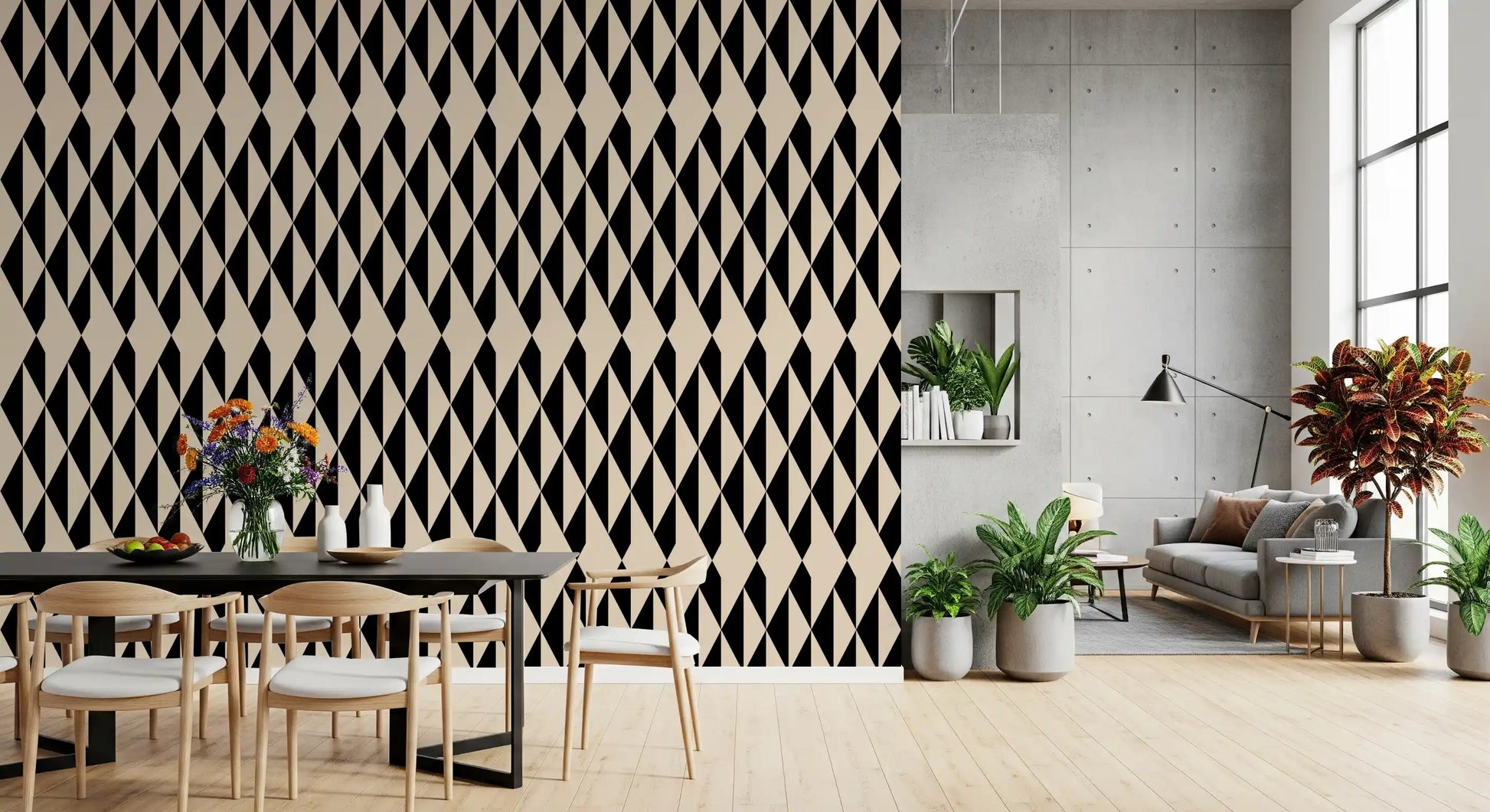 Monochrome Geometric Diamonds Wallpaper⁠