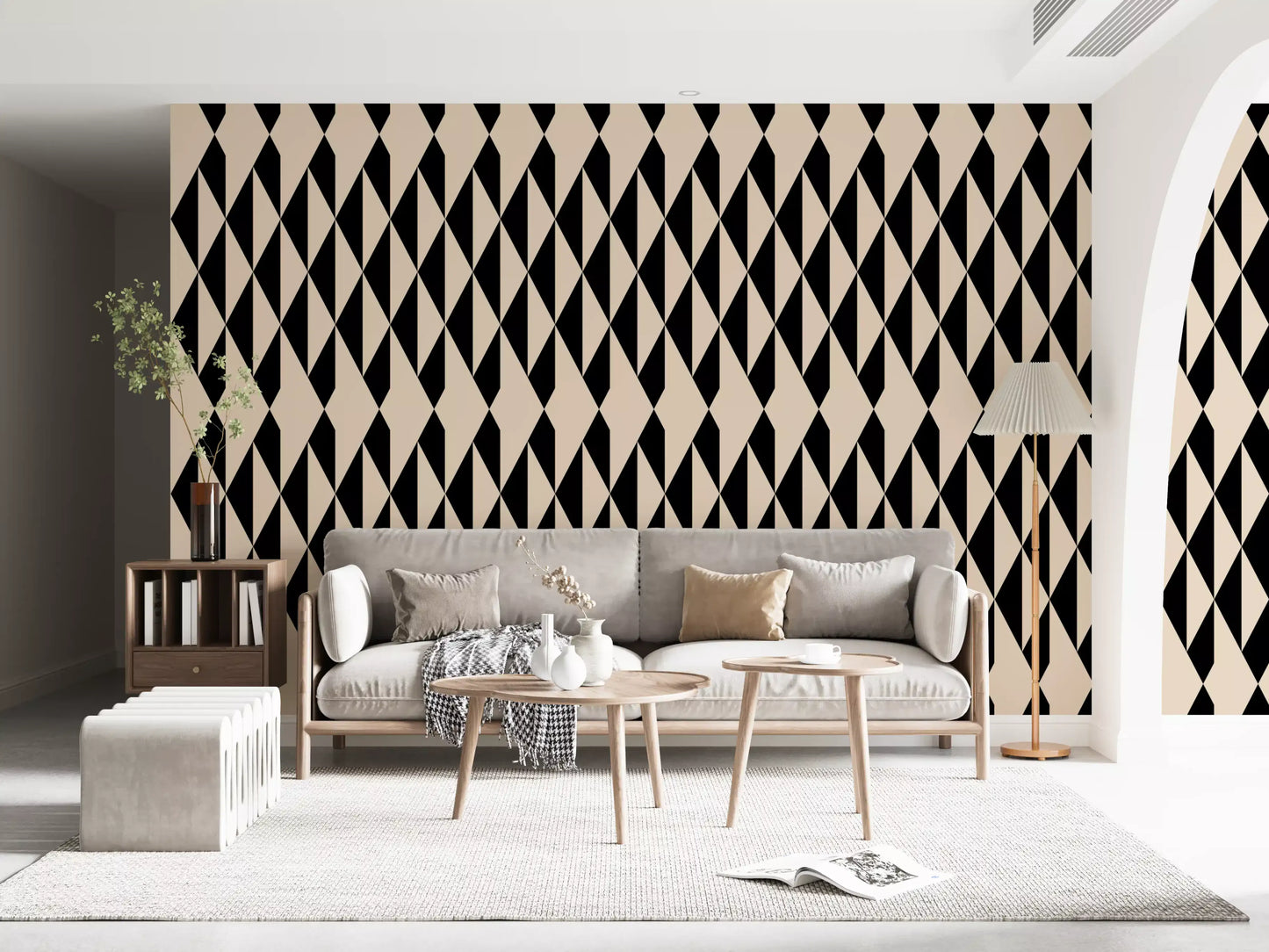 Monochrome Geometric Diamonds Wallpaper⁠