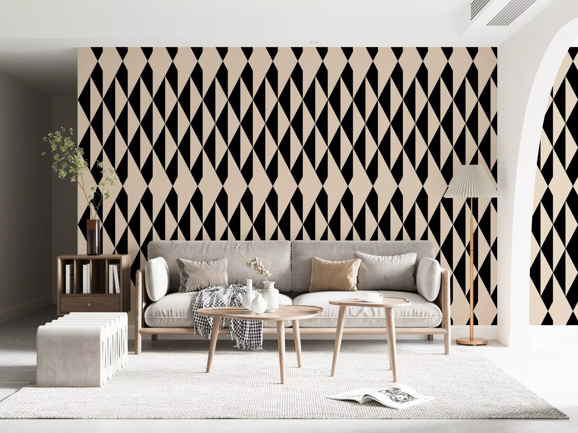 Monochrome Geometric Diamonds Wallpaper⁠