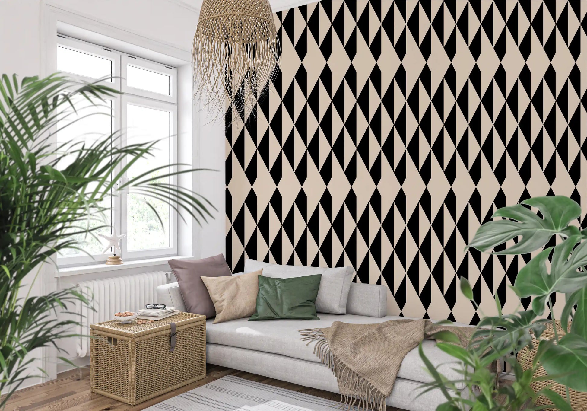 Monochrome Geometric Diamonds Wallpaper⁠