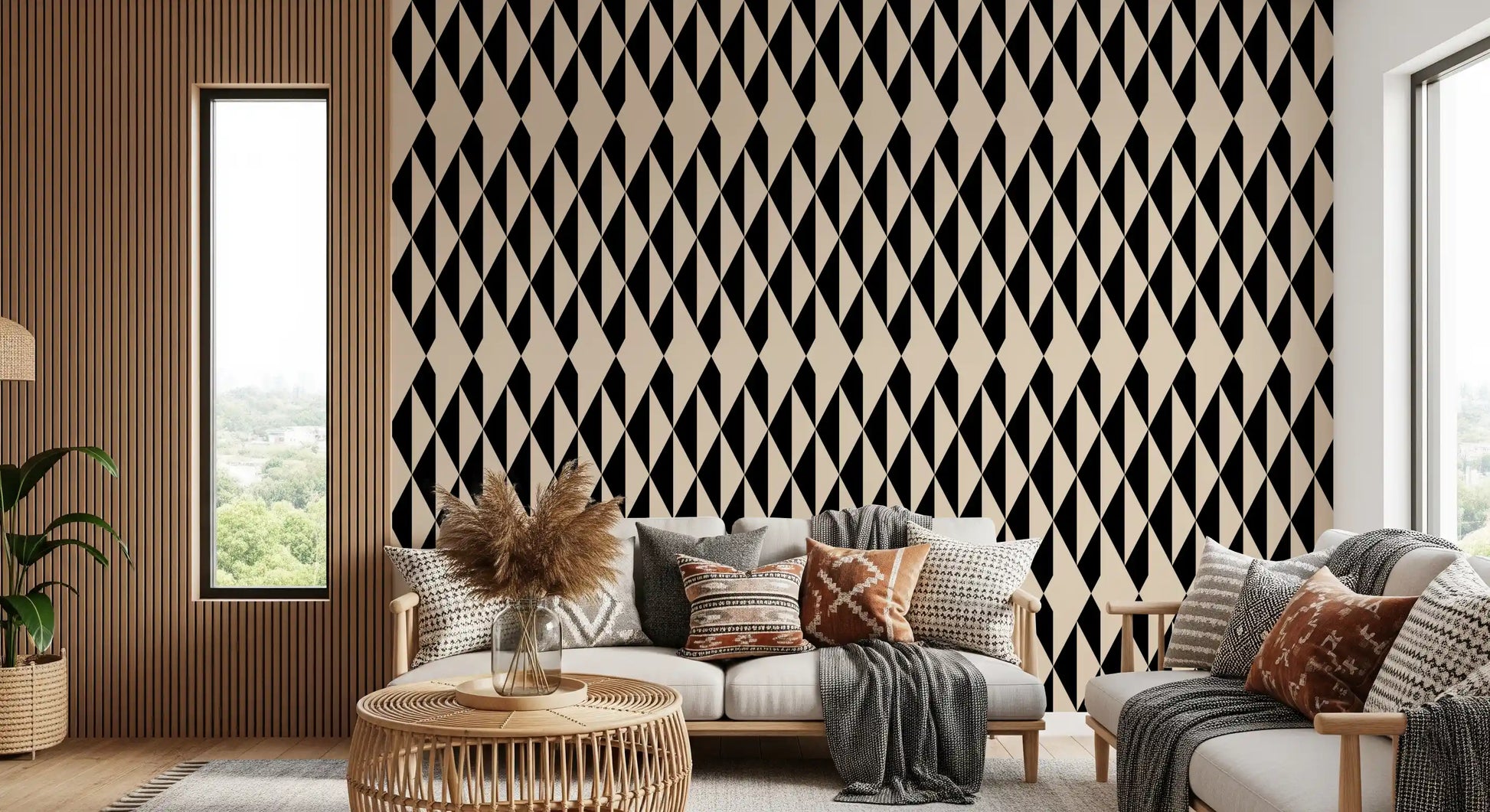 Monochrome Geometric Diamonds Wallpaper⁠