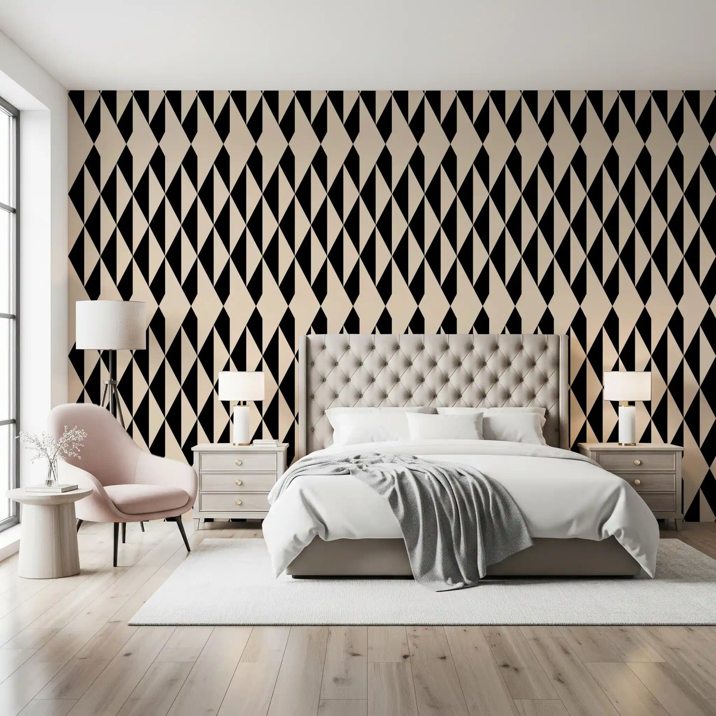 Monochrome Geometric Diamonds Wallpaper⁠