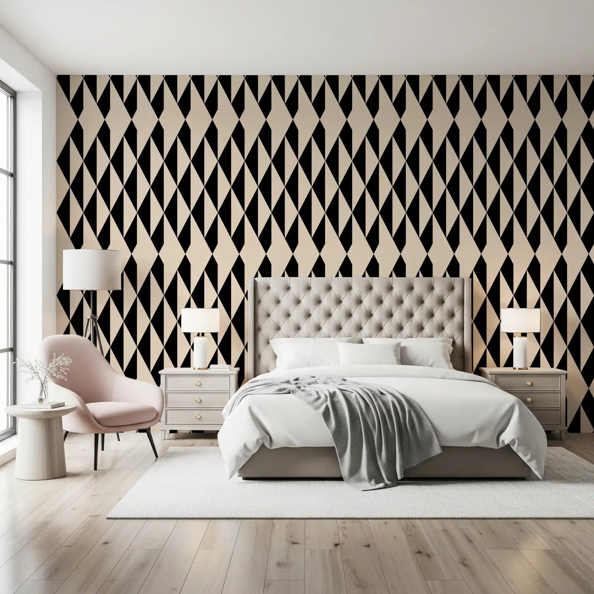 Monochrome Geometric Diamonds Wallpaper⁠