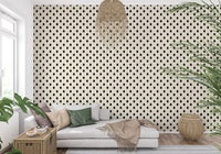 Minimalist Black and Cream Diamond Grid Wallpaper⁠