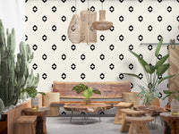 Minimalist Black and White Geometric Diamond Grid Wallpaper⁠