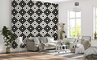 Graphic Starburst Geometric Motif Wallpaper⁠
