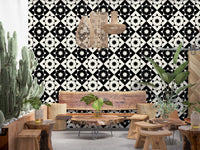Graphic Starburst Geometric Motif Wallpaper⁠