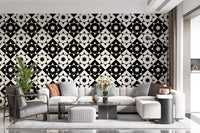 Graphic Starburst Geometric Motif Wallpaper⁠
