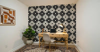 Graphic Starburst Geometric Motif Wallpaper⁠