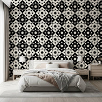 Graphic Starburst Geometric Motif Wallpaper⁠