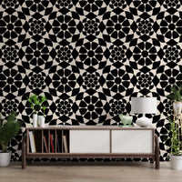 Geometric Monochrome Circle Grid Wallpaper⁠