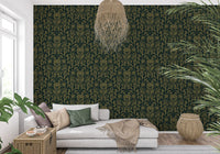 Art Nouveau Old Green Botanical Damask Wallpaper⁠