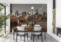 Cosmopolitan Night Riverside Scene Wall Mural