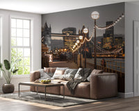 Twilight Riverside Promenade Wall Mural