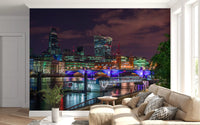 Thames River Urban Night Wall Mural