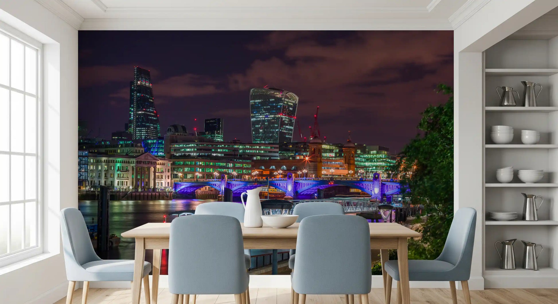 Thames River Urban Night Wall Mural