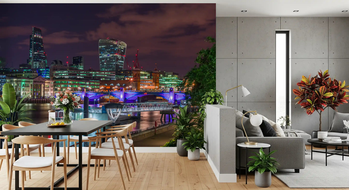 Thames River Urban Night Wall Mural