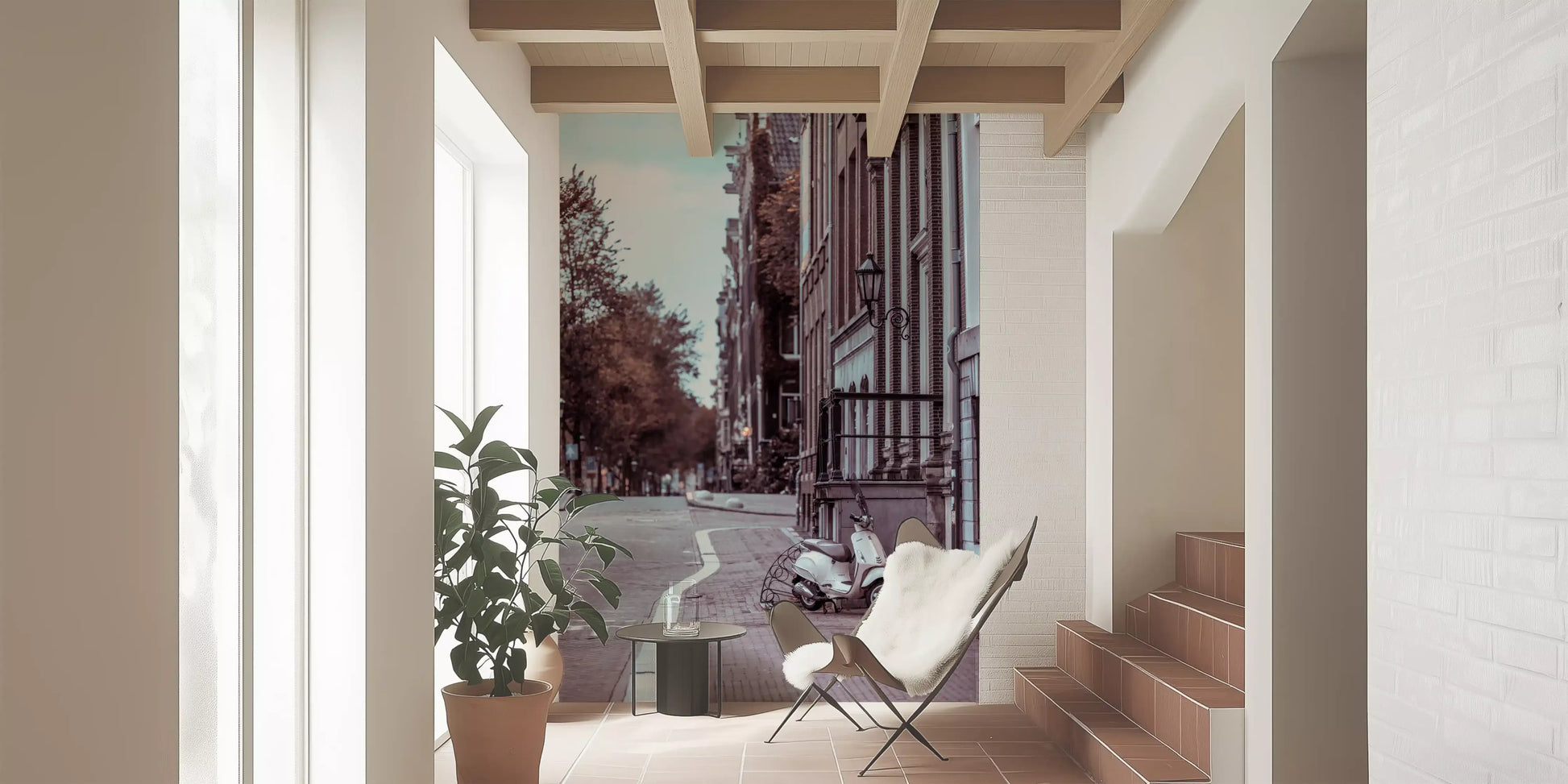 Quiet City Cobblestone Lane Wall Mural
