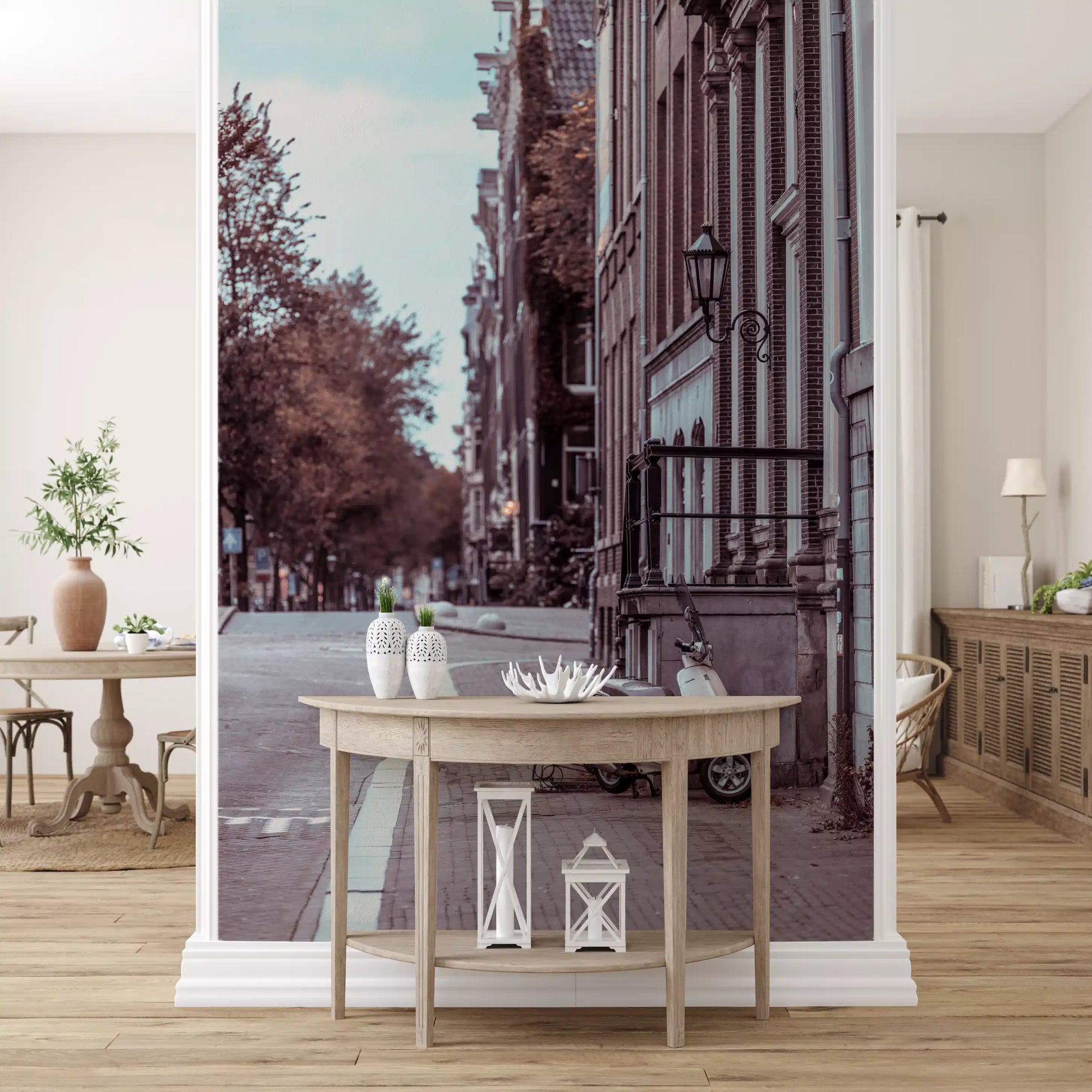 Quiet City Cobblestone Lane Wall Mural