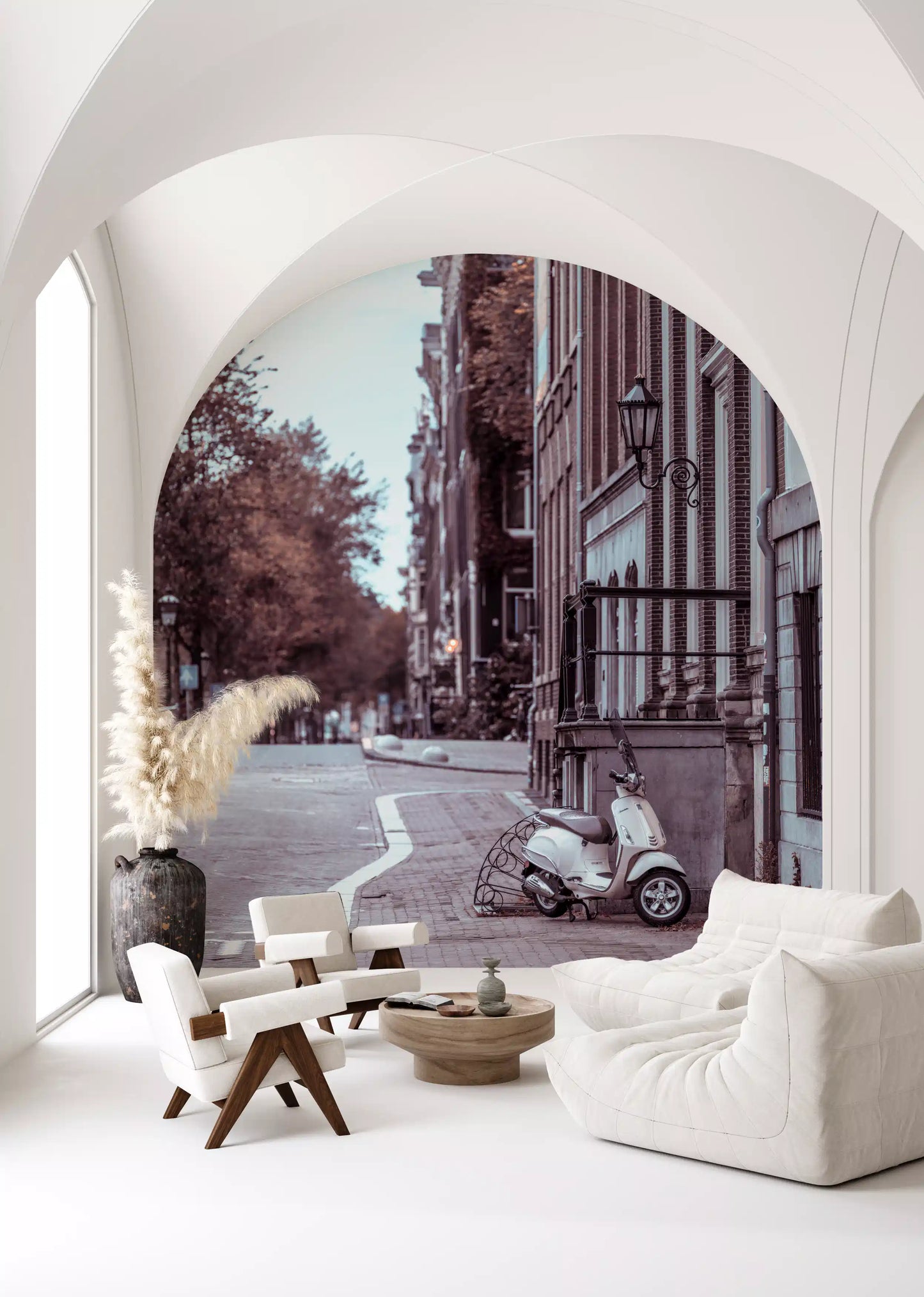 Quiet City Cobblestone Lane Wall Mural
