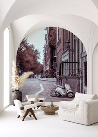 Quiet City Cobblestone Lane Wall Mural