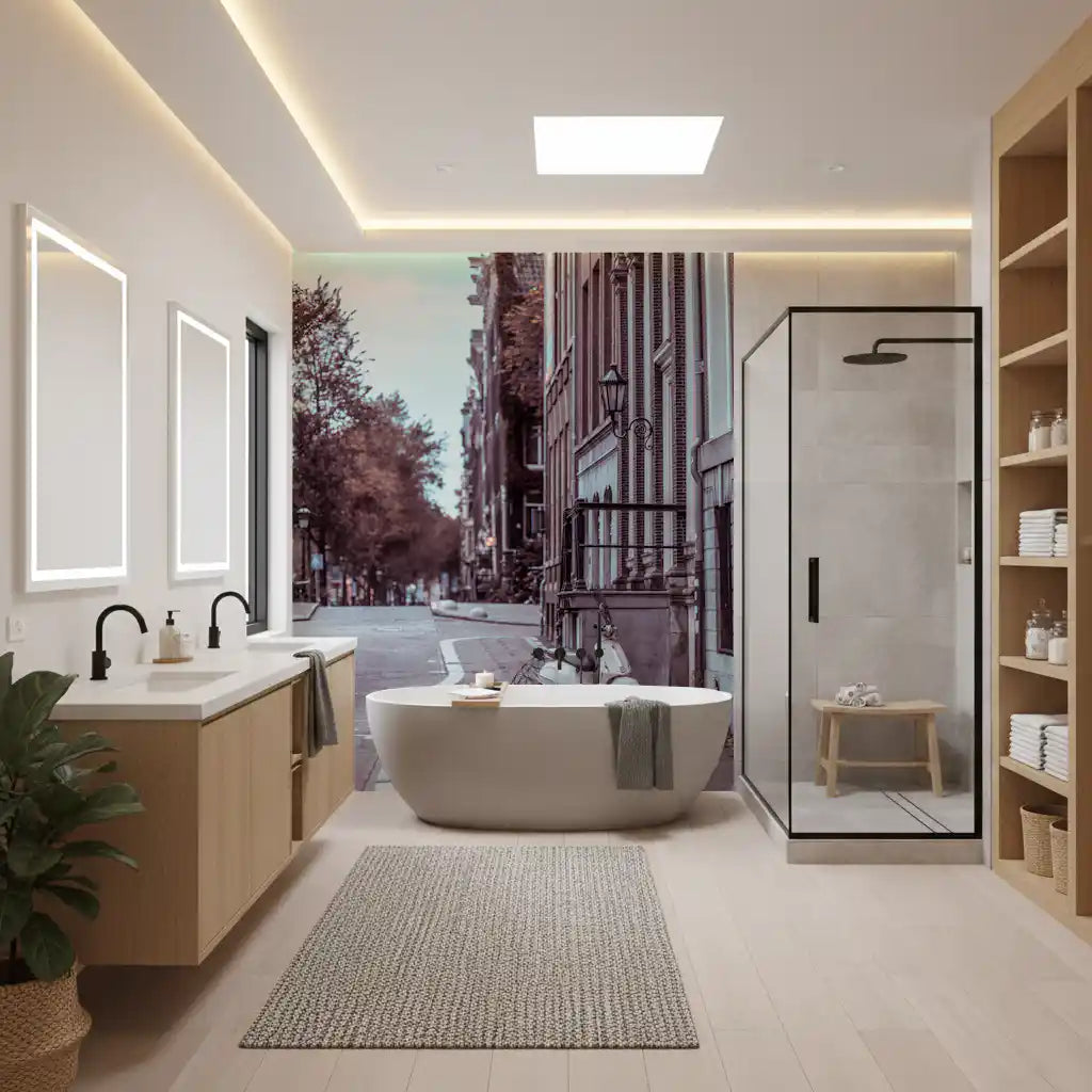 Quiet City Cobblestone Lane Wall Mural
