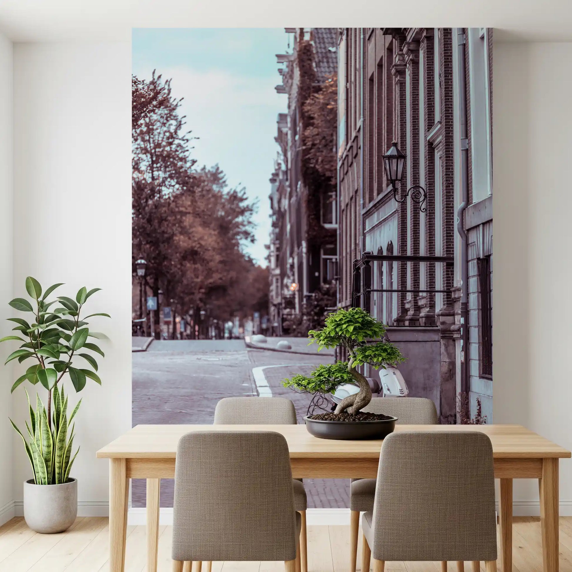 Quiet City Cobblestone Lane Wall Mural