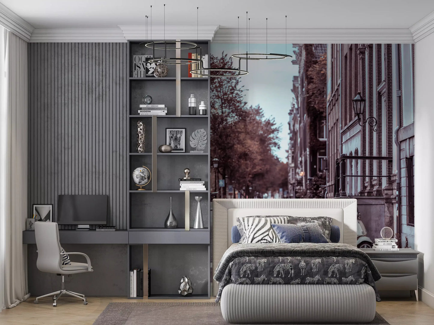 Quiet City Cobblestone Lane Wall Mural