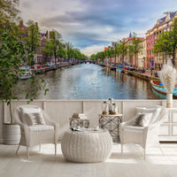 Historic Dutch Townhouse Canal Wall Mural